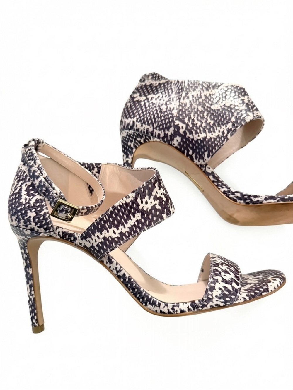 Louise et Cie Kathren Snakeskin Embossed Ankle Strap Heeled Sandals Size 10M
